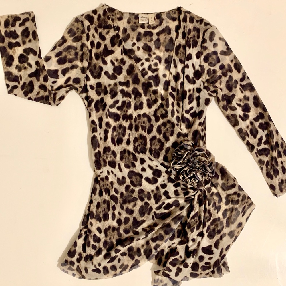 Leopard Print Crossover Blouse